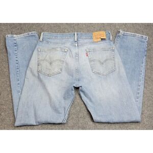 Levis 505 Jeans Mens 32x32 Blue Denim Red Tab Distressed Streetwear Frayed Hem